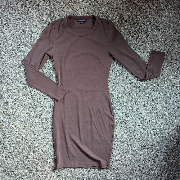 JLUXLABEL Brown Knit Mini Dress - Picture 1 of 2